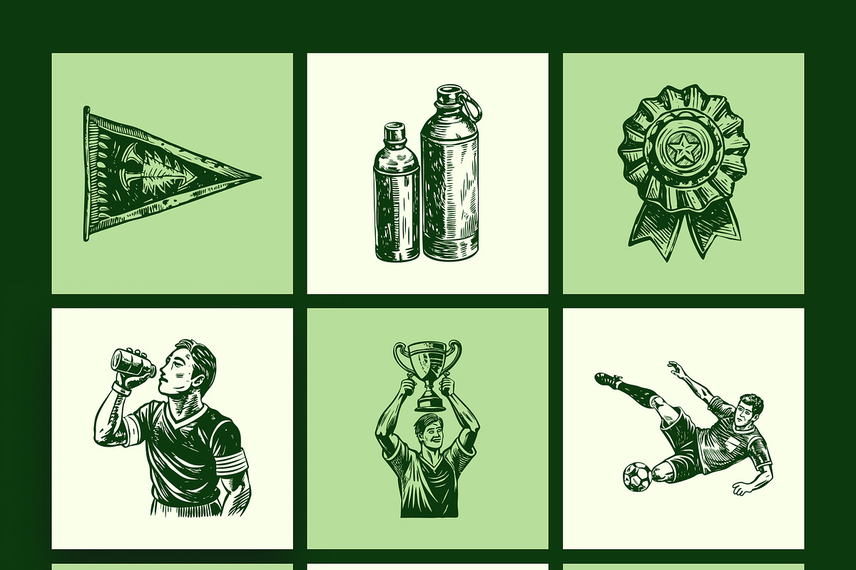 Vintage Soccer Illustration Set, a Sport Illustration by Prosymbols (Photo 10 of 10)