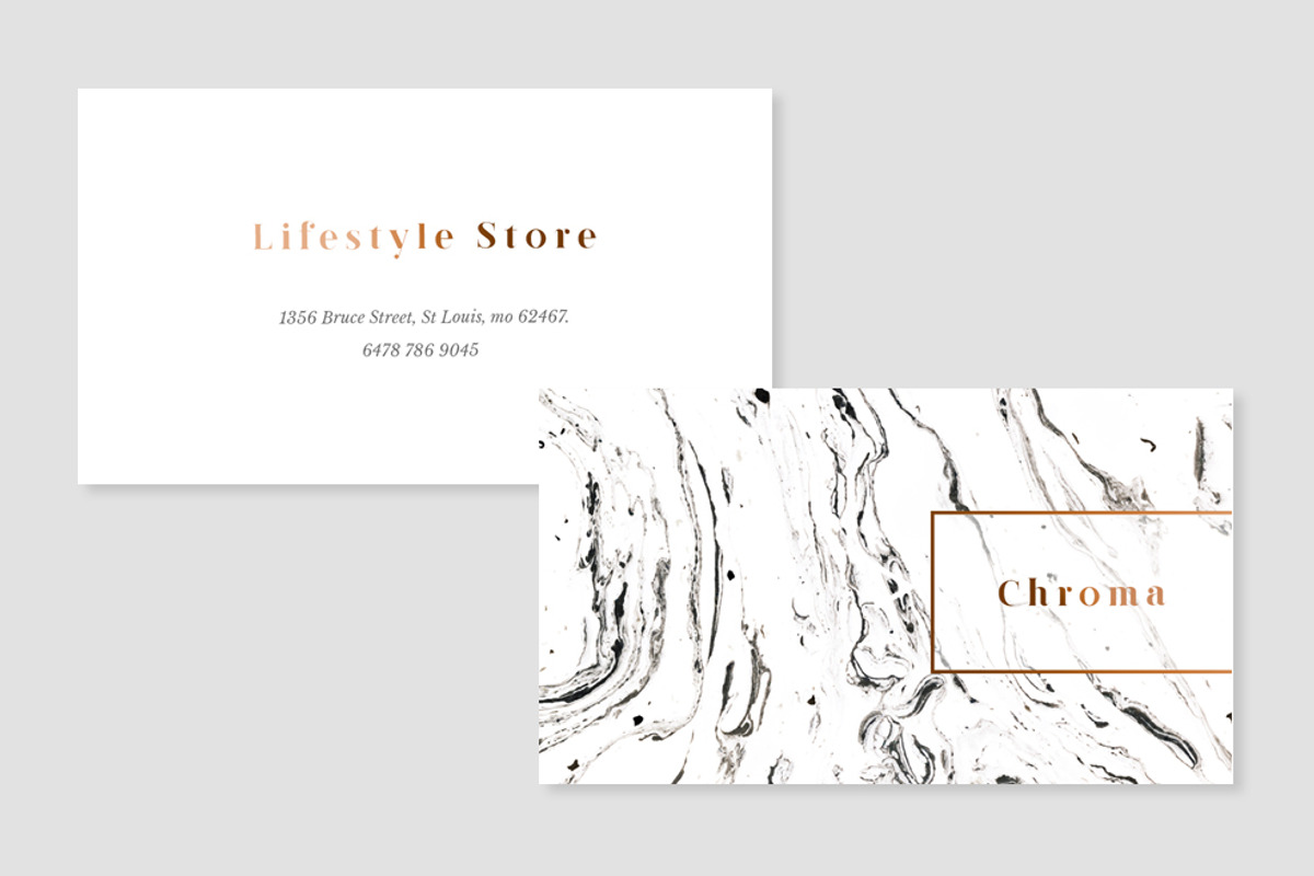 White Marble + Copper Business Card, a Business Card Template by Human-made. Made to feel. (Photo 4 of 4)
