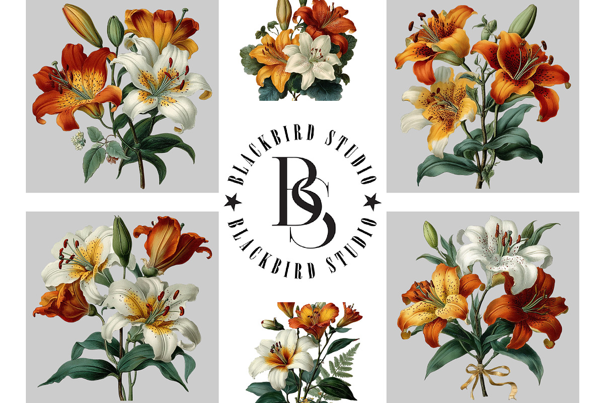 Watercolor Lily Flower Clipart, an Illustration by Black Bird Studio (Photo 5 of 5)