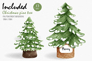 Christmas Tree Watercolor Clipart, an Illustration by Chonnieartwork (Thumbnail 2 of 4)