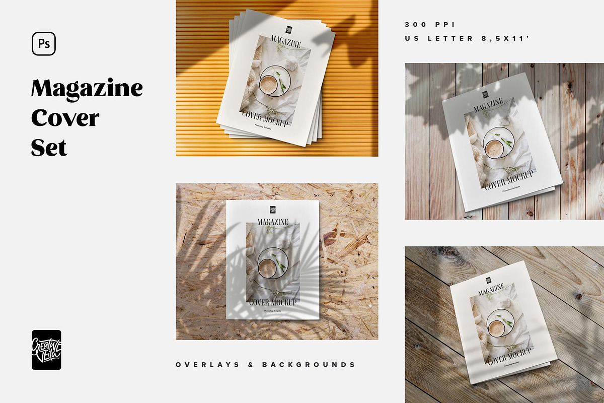Magazine Cover Mockup Set, a Print Template by Creative Veila (Photo 1 of 8)