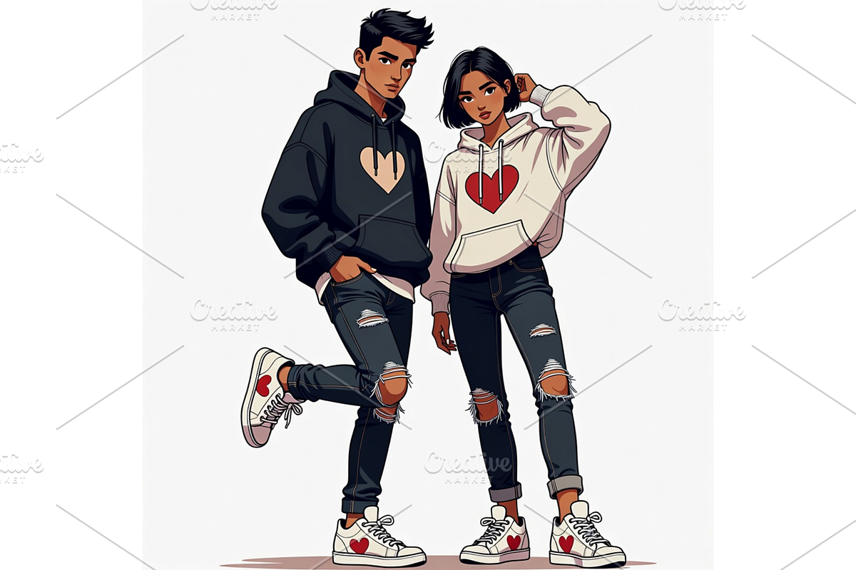 Valentine day couple fashion Clipart, a Seasonal Illustration by Creative design (Photo 7 of 7)
