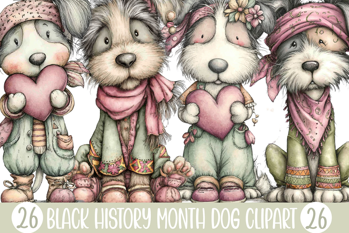 Black History Month Dog Clipart, an Illustration by Designking (Photo 1 of 5)