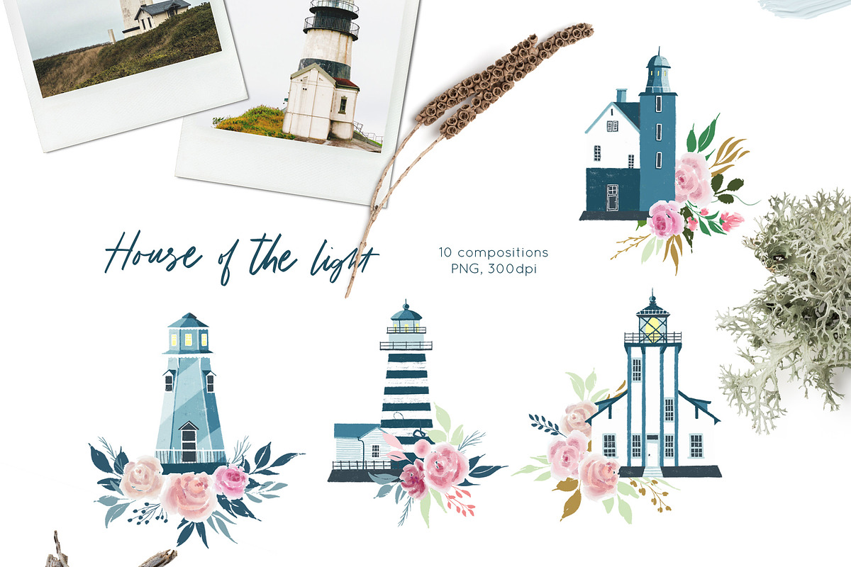 Lighthouses and floral compositions, a Decorative Illustration by ArtPavo (Photo 3 of 5)