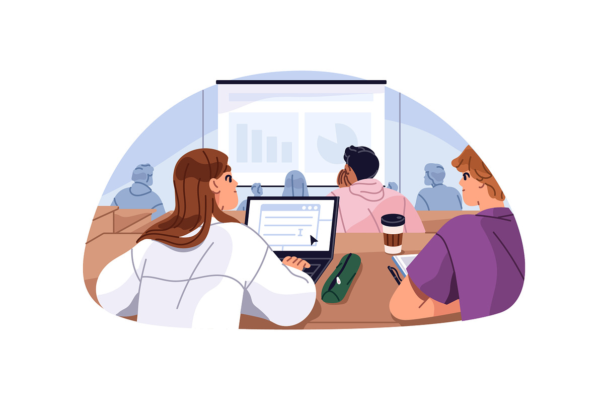 Students' life in university set, an Education Illustration by PaperTrident (Photo 3 of 9)
