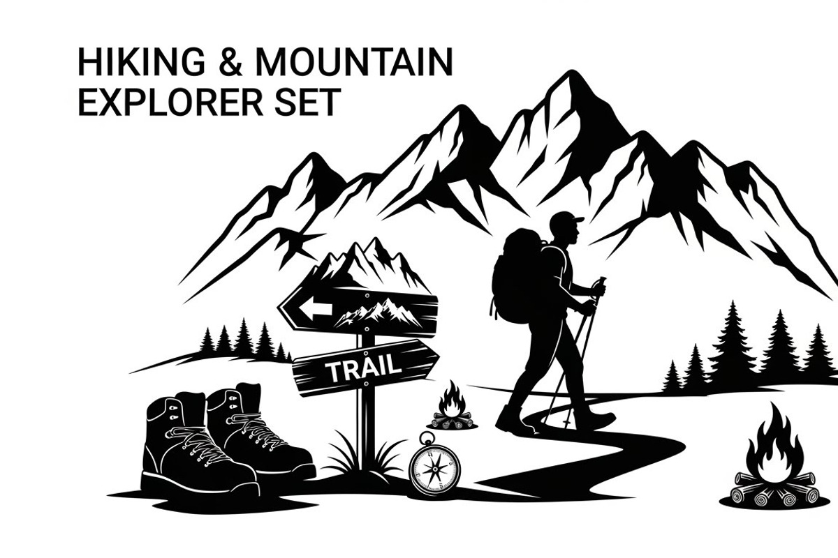 Hiking Adventure Silhouette Bundle, an Illustration by yasushie (Photo 21 of 51)