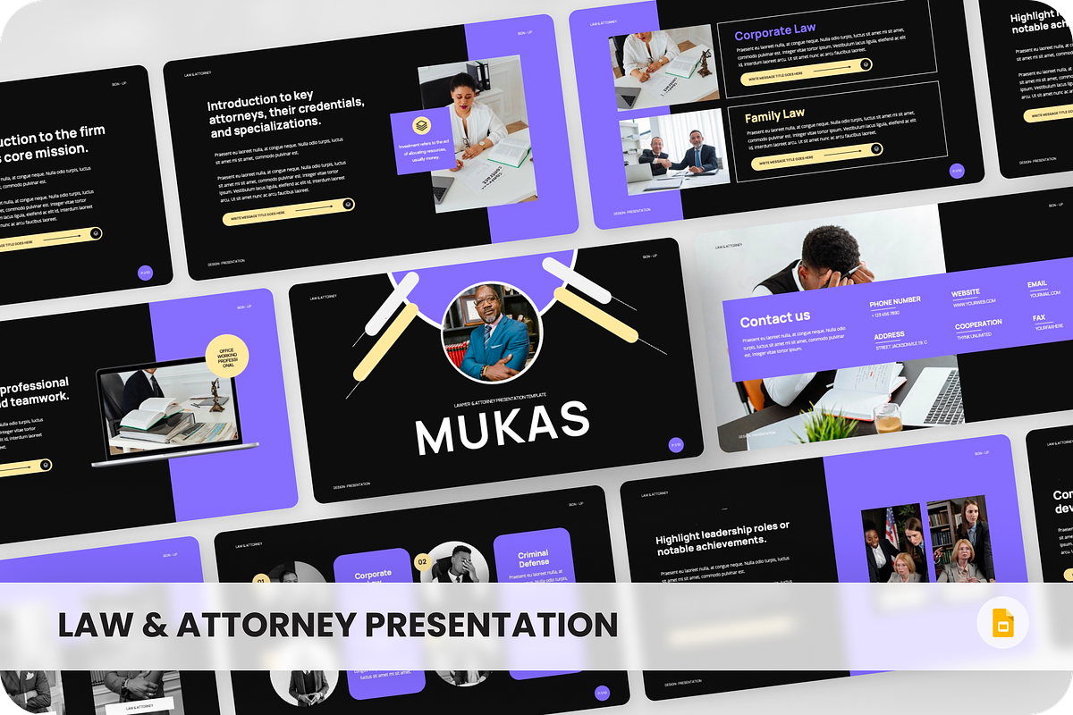 Mukas - Law & Attorney Google Slide, a Presentation Template by SquidPixey (Photo 1 of 6)