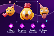Emoty - 3D Party Emoji, a Characters & Person 3D Model by Illustraly Design (Thumbnail 3 of 8)