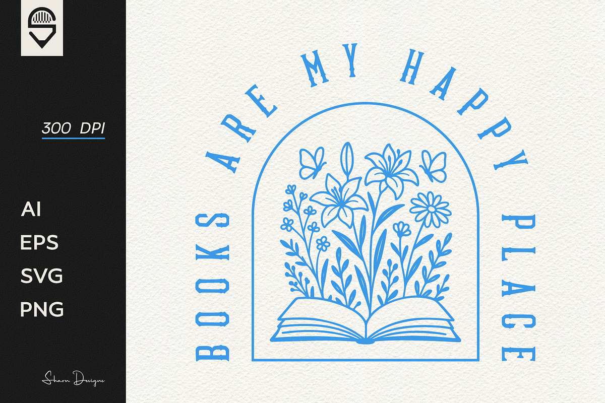 Floral Book Lover, T-shirt Design, a Graphic by shaondesigns (Photo 1 of 4)