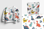 Cartoon Dino Pattern & Clipart, a Graphic by Asya Melkonyan Patterns (Thumbnail 8 of 13)