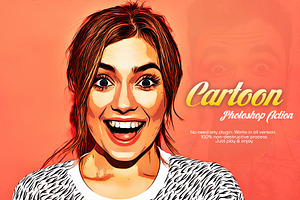 Cartoon Glow Photoshop Action, an Action Add-On by DesignCave