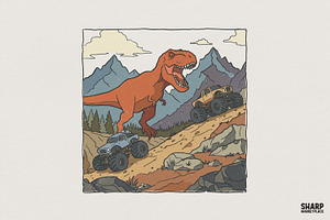 T-Rex Monster Truck PNG Design, an Illustration by SharpMarketplace