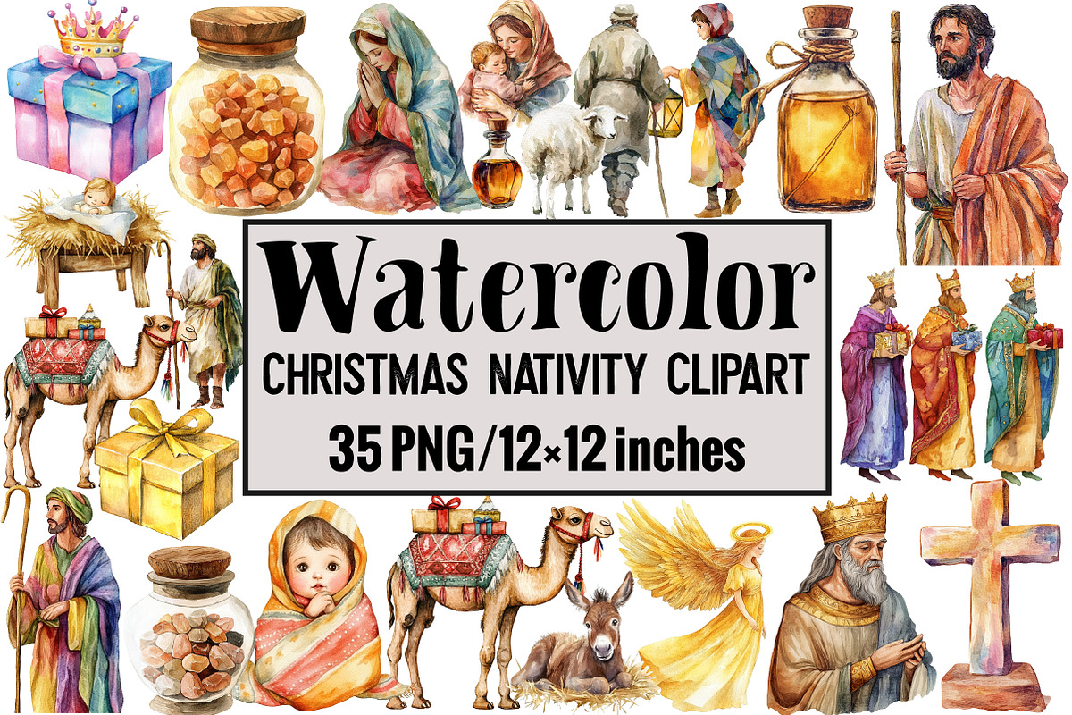 Christmas Nativity Clipart, an Illustration by Design Market (Photo 1 of 3)