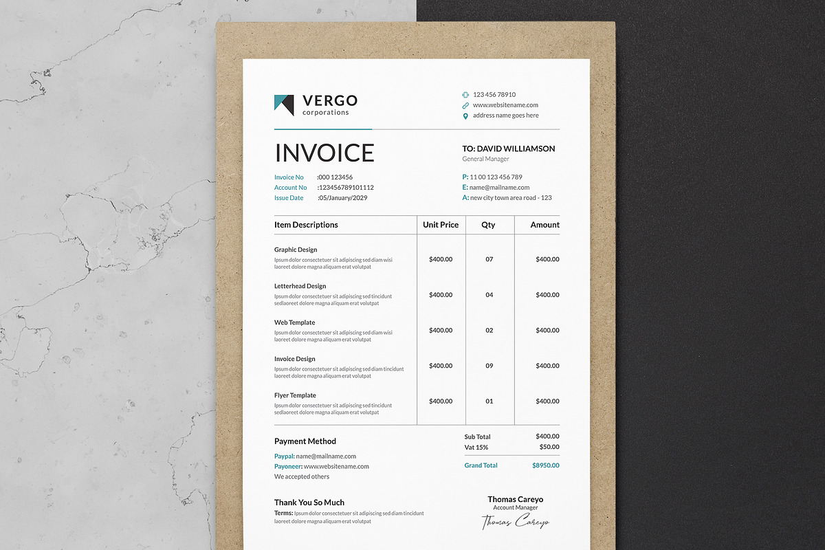 Clean Invoice Template | Word preview 2