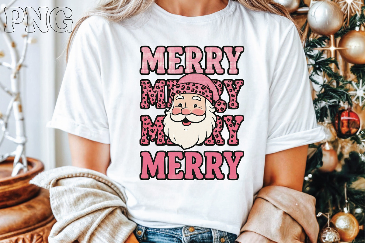 Retro Pink Merry Christmas PNG, an Illustration by Libby Wishes (Photo 3 of 4)
