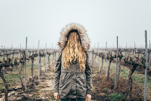 Woman covered with his hair