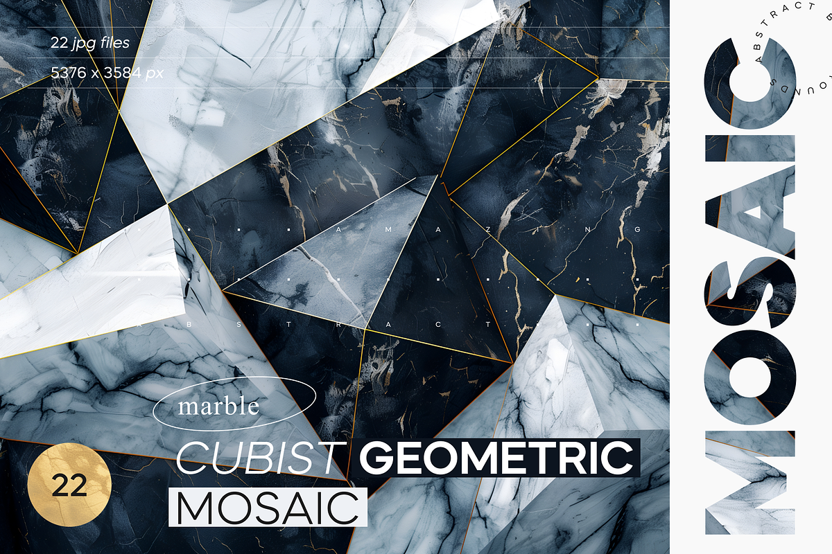 Marble Cubist Geometric Mosaic, a Texture Graphic by Lumeno (Photo 1 of 4)