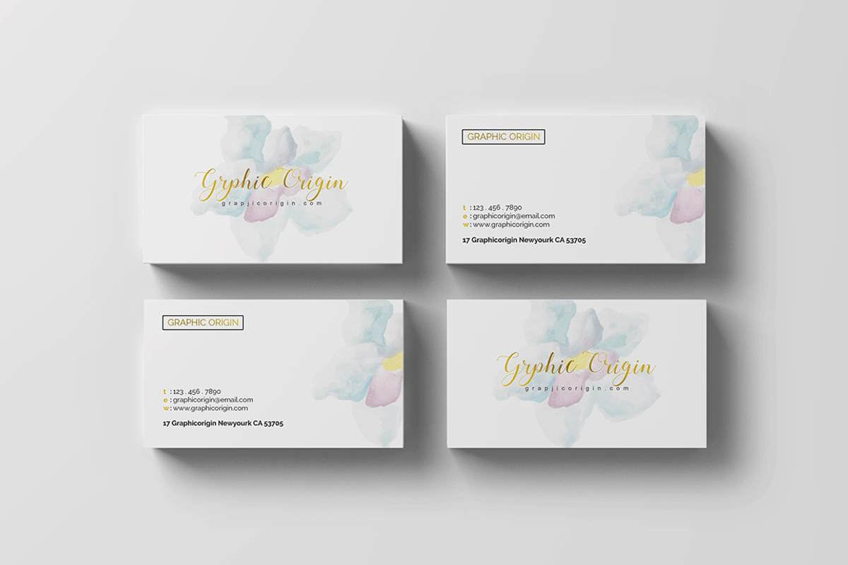 watercolor Business Card, a Business Card Template by Graphic Origin (Photo 1 of 5)