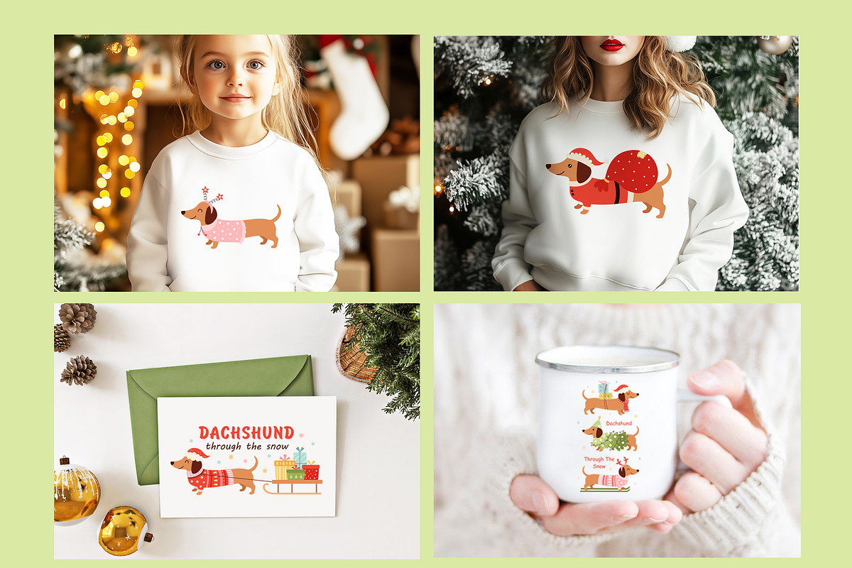 Christmas Dachshunds Collection, a Seasonal Illustration by JulzaArt (Photo 3 of 10)