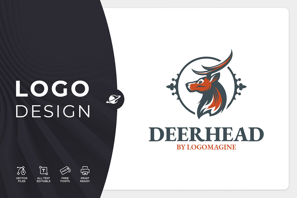 Deer Head Logo Template, a Branding & Logo Template by LOGOMAGINE (Photo 1 of 16)