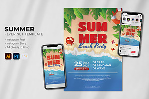 Summer Beach Party Poster, a Flyer Template by Perucha studio