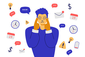 A person holds their head with both, a Finance Illustration by Woters little shop
