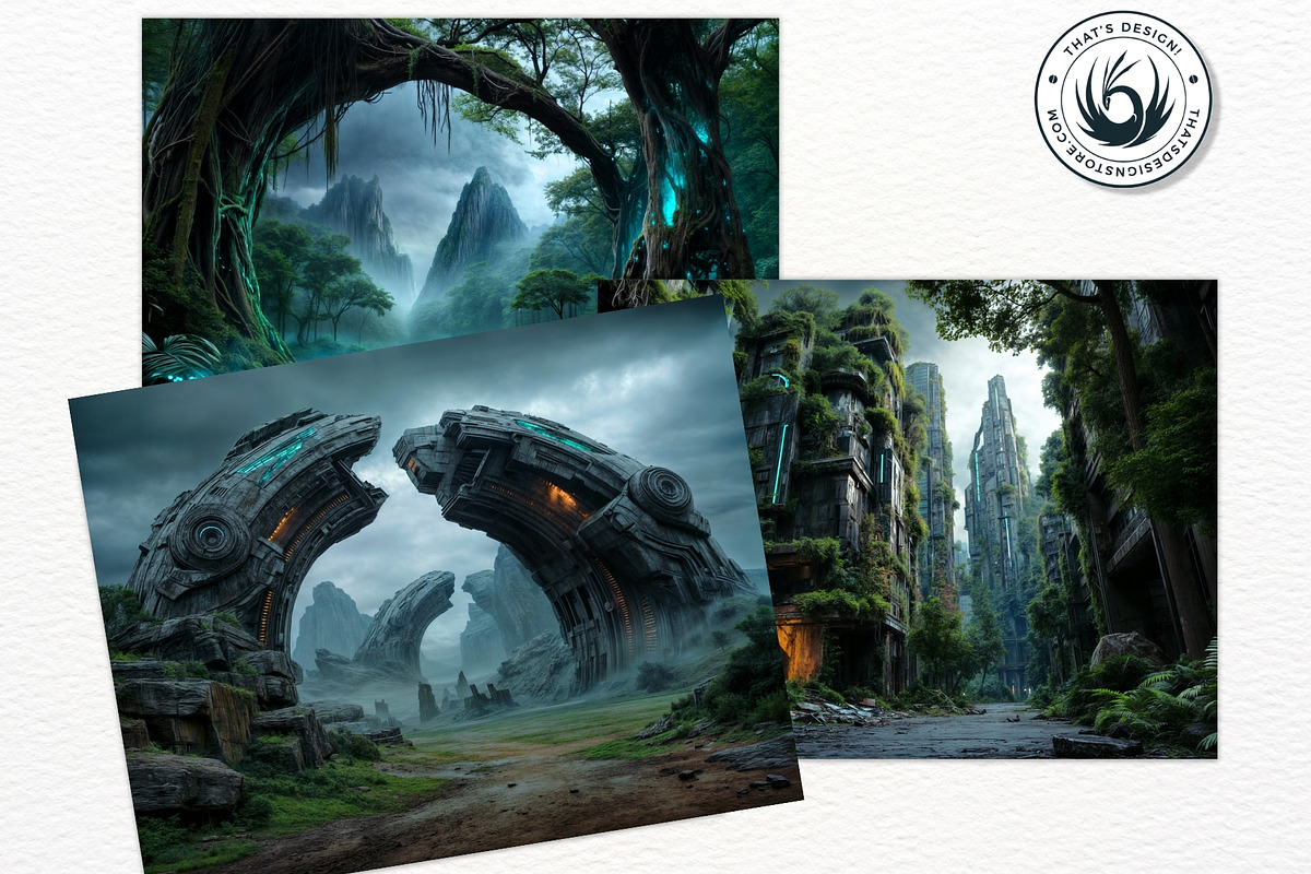 Sci-Fi Backdrops Digital Papers, a Decorative Illustration by ThatsDesignArt (Photo 11 of 14)