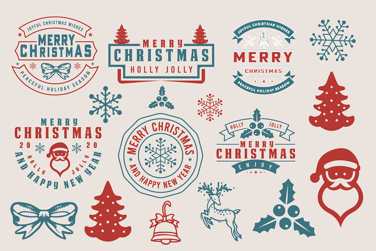 Merry Christmas Badge Emblems Quote, a Branding & Logo Template by Billah Hub