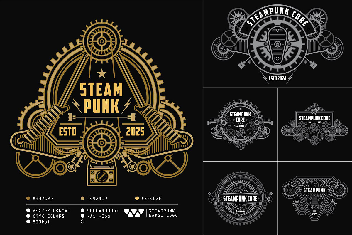 19 Steampunk badge logo template, a Branding & Logo Template by the-sastra (Photo 3 of 5)