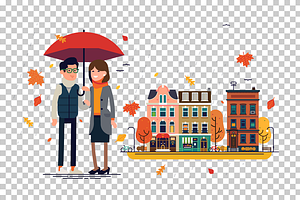 Couple In Autumn Town