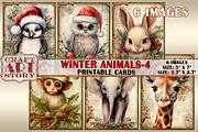 Vintage Christmas animals set Bundle, an Animal Illustration by CraftArtStory (Thumbnail 5 of 5)