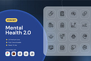 Mental Health Icon 2.0, an Outline Icon by Nathaya Studio (Thumbnail 1 of 2)