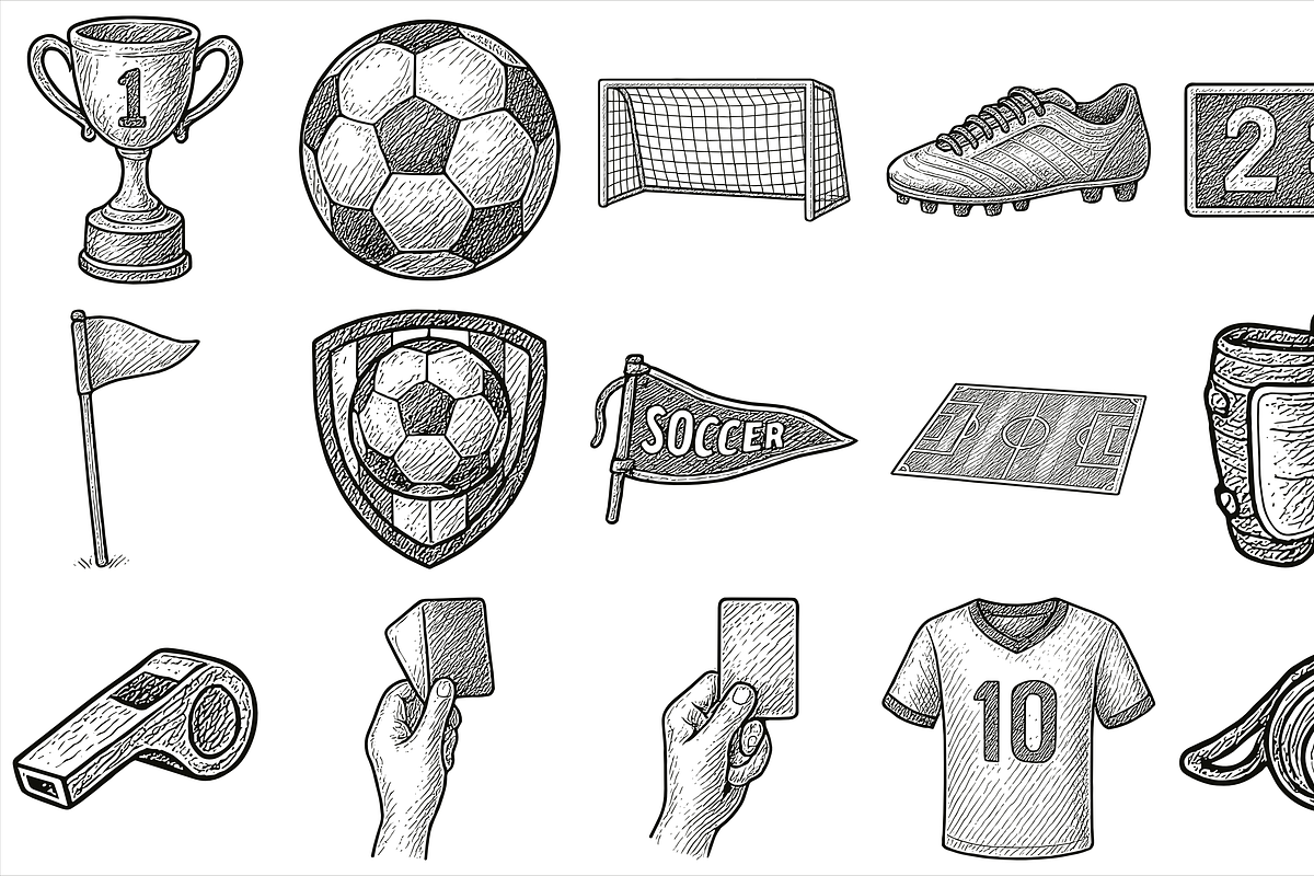 Soccer Icon Set, an Object Graphic by nikagraphic