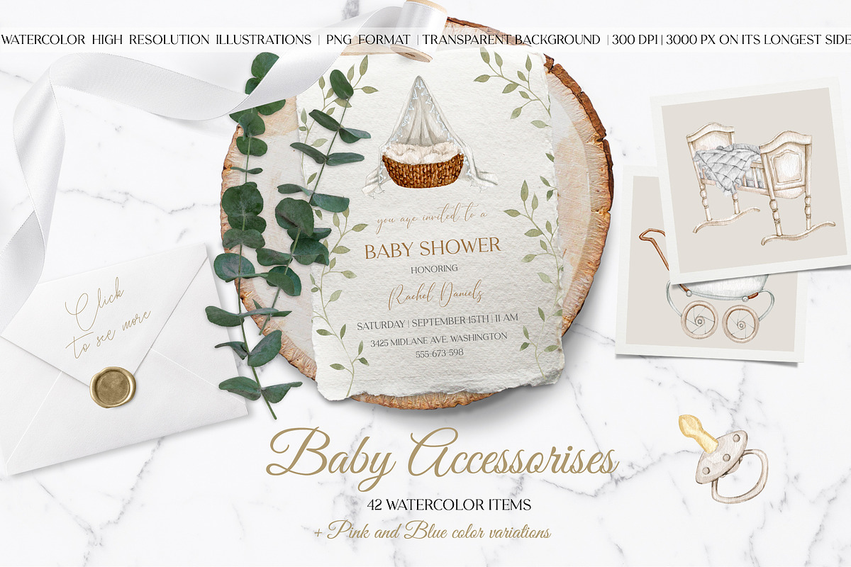 Sweet Maternity Watercolor Set, an Illustration by CrystalinaShop (Photo 9 of 10)