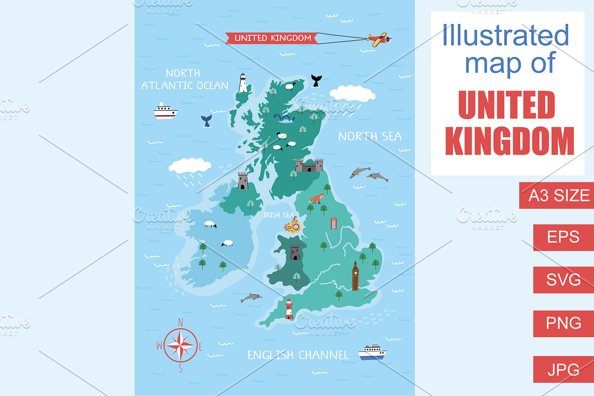 Illustrated Map of United Kingdom, an Illustration by Milota (Photo 1 of 3)