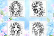Adults Flower Girl Coloring Pages, a Person Illustration by Design Zone (Thumbnail 4 of 5)