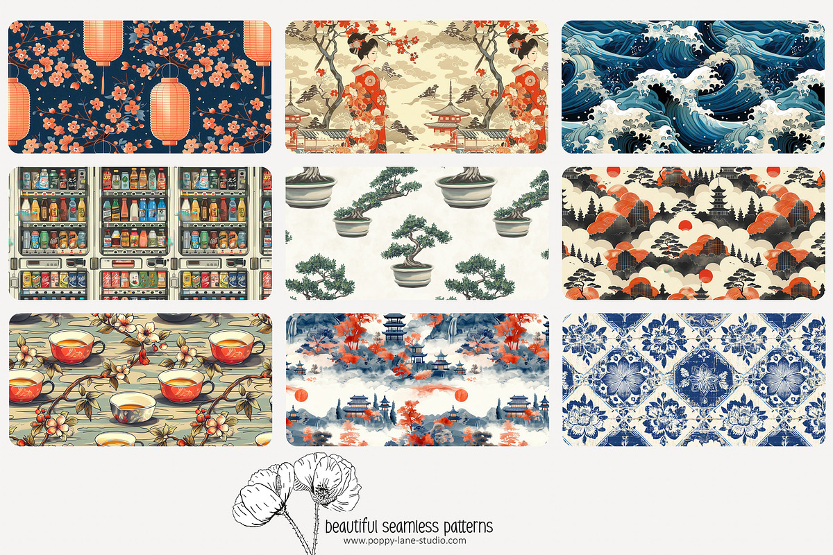 70 Japan seamless pattern, a Pattern Graphic by Poppy Lane Studio (Photo 7 of 10)