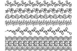 Hand Drawn Floral Line Borders