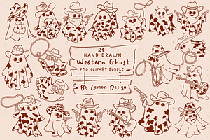 Hand Drawn Western Ghost Clipart, a Seasonal Illustration by LemonDesign