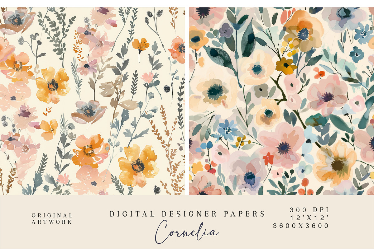 8  meadow flowers seamless patterns, a Pattern Graphic by Patishop Art (Photo 2 of 7)