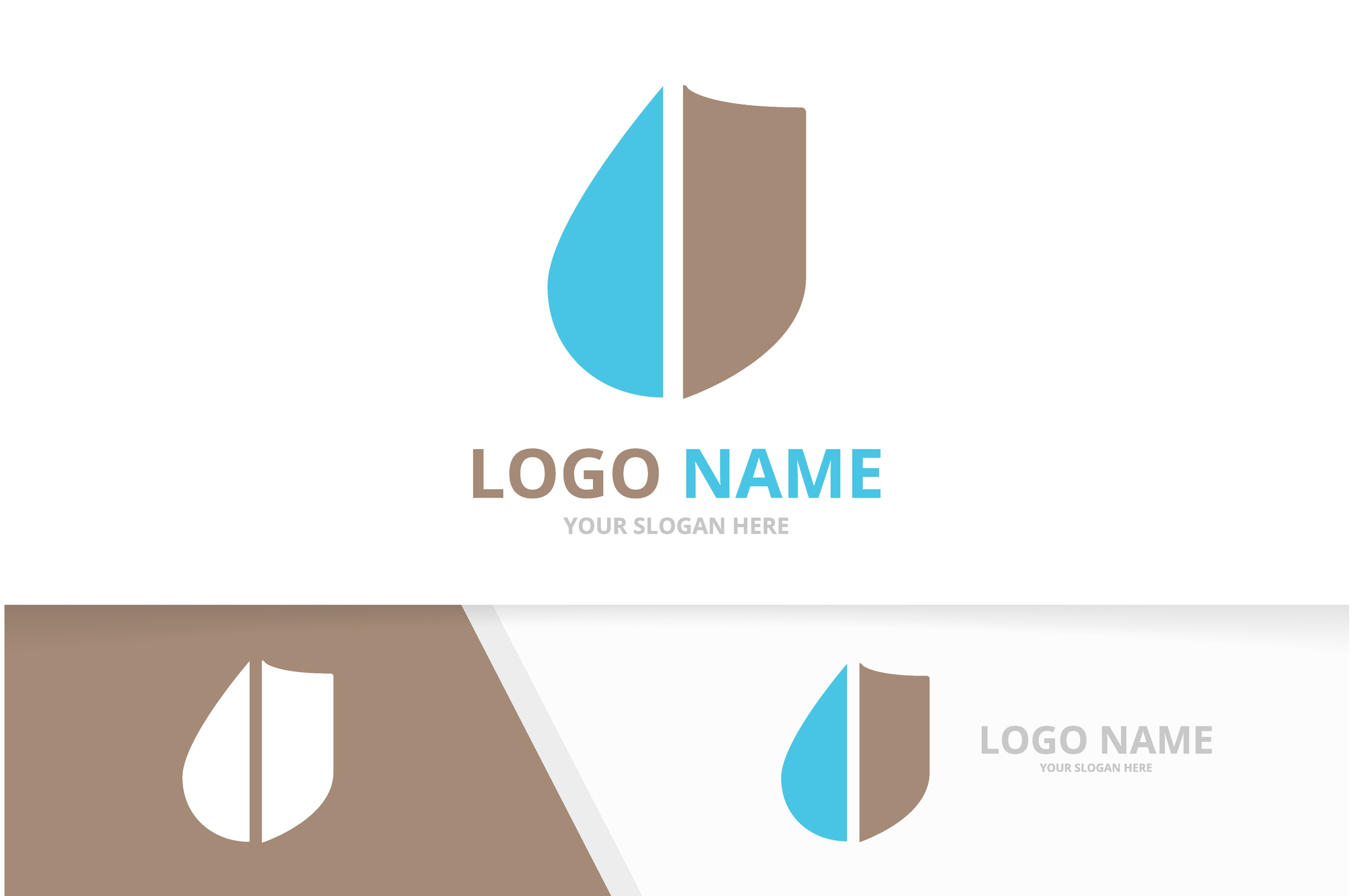 Water and shield logo combination, a Branding & Logo Template by GraphiShop