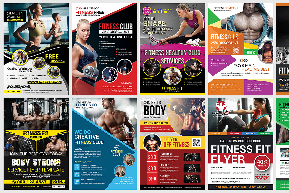 50-Fitness Flyers Bundle Template, a Flyer Template by AfzaalGraphics (Photo 2 of 6)