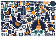 Birds and Blooms-folk art set, a Background Graphic by ComelyPics Shop (Thumbnail 2 of 12)