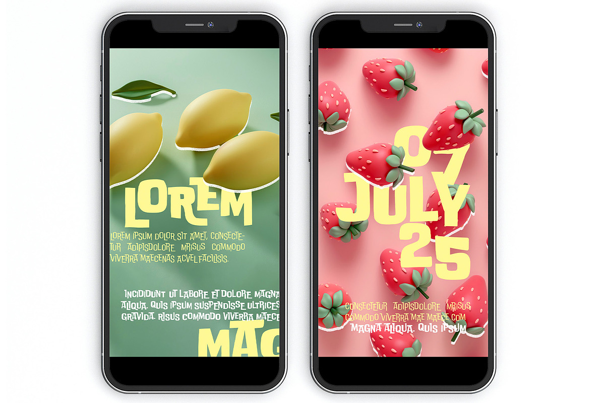 Colorful 3D Fruit Social Media Pack preview 2