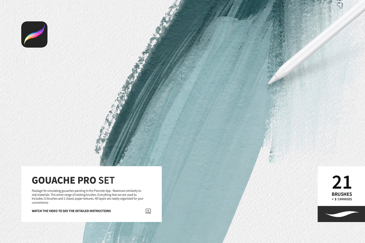 Gouache Pro Set for Procreate, a Brush Add-On by Roman Striga (Photo 1 of 8)