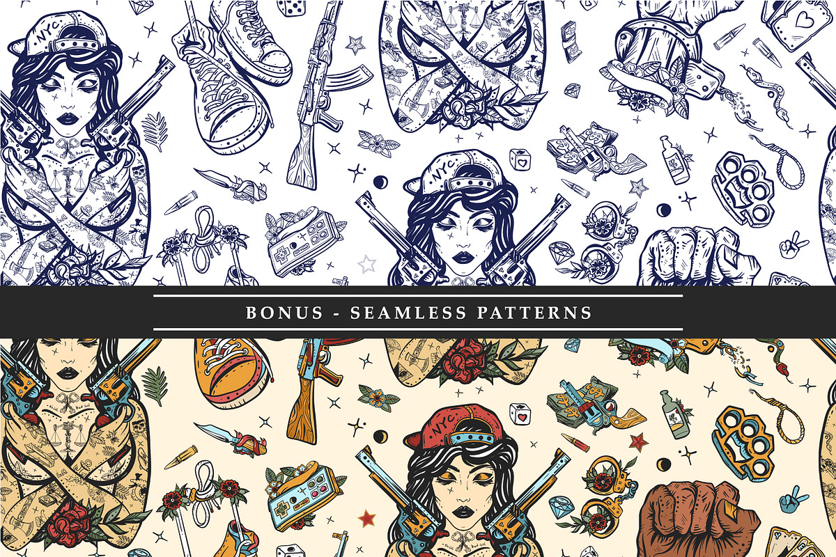 Crime old school tatttoo, a Background Graphic by intueri (Photo 5 of 7)