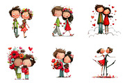 Whimsical Valentine Couple Clipart, an Illustration by CreationArt (Thumbnail 5 of 6)