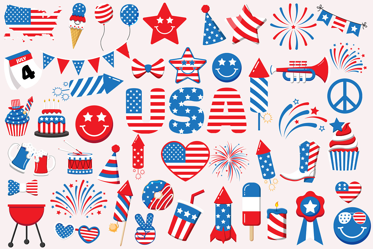 4th of July Festive Elements Bundle, a Decorative Illustration by Pet Cave (Photo 2 of 3)