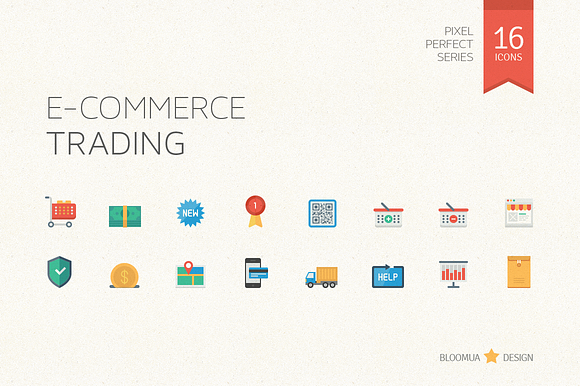 E Commerce Trading Flat Icons