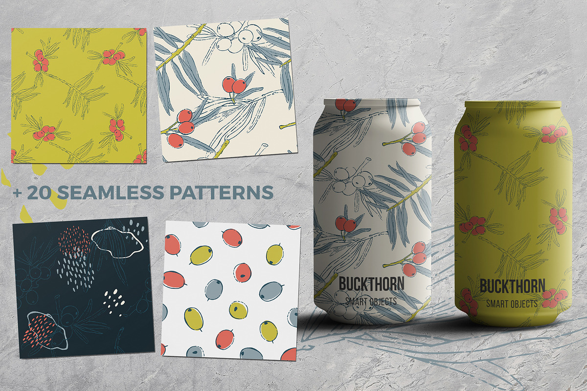 Sea buckthorn vector collection, a Pattern Graphic by Kate Art (Photo 7 of 25)